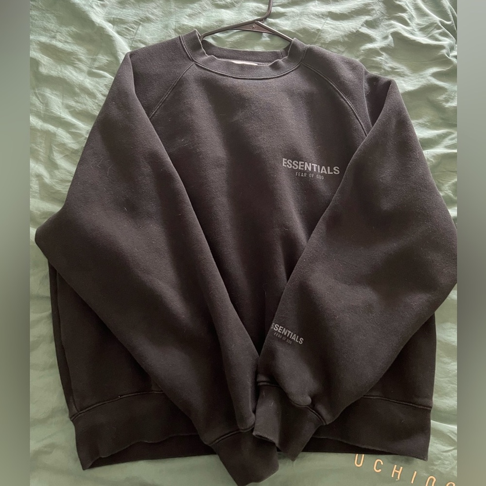 Fear of God Essential Core Collection Black Pullover Crewneck Sweatshirt Size S